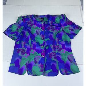 Vintage Breli Originals Women’s Blouse Floral Size M Made In USA Shoulder Pads